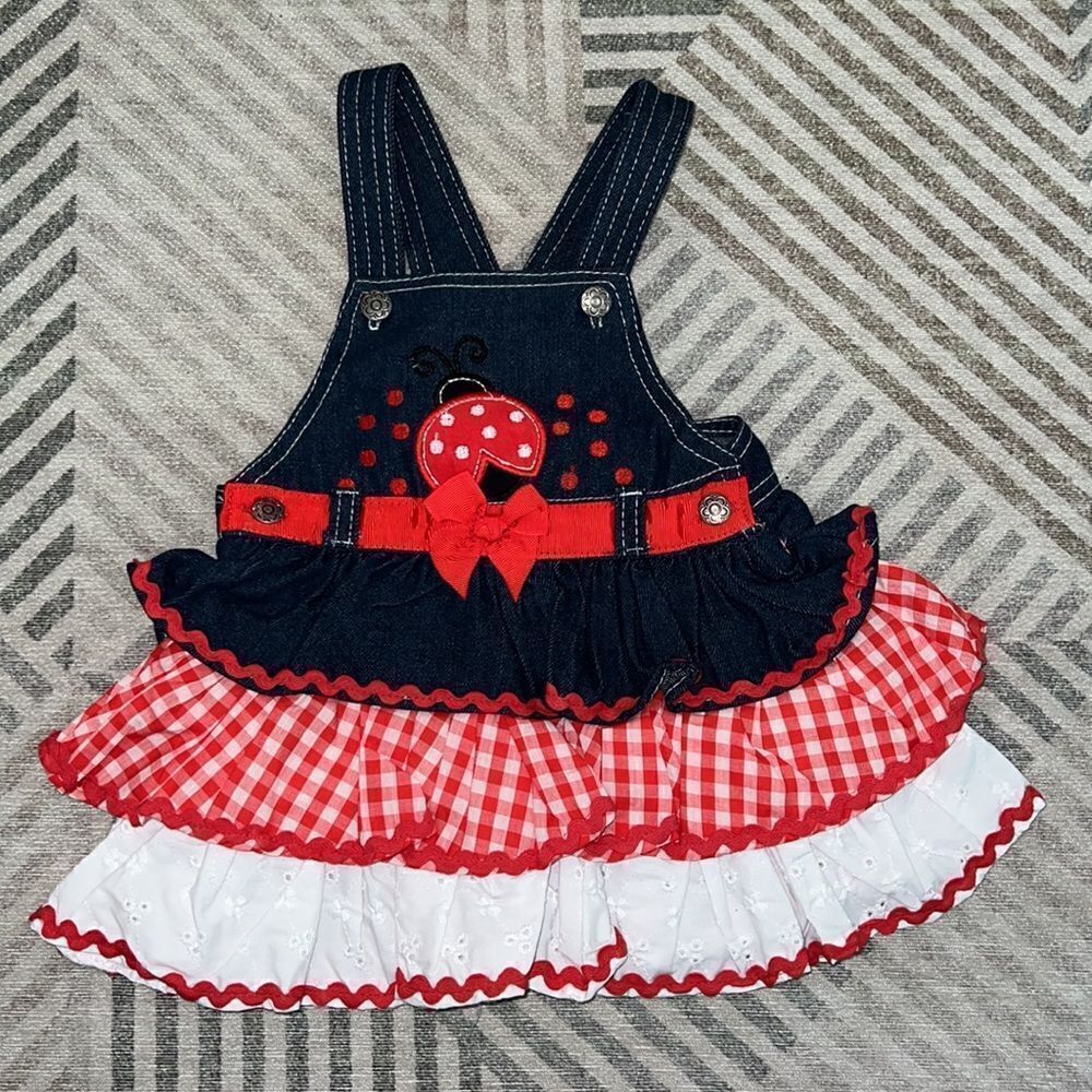 NANNETTE | Red | LADYBUG JUMPER DRESS - Picture 3 of 3